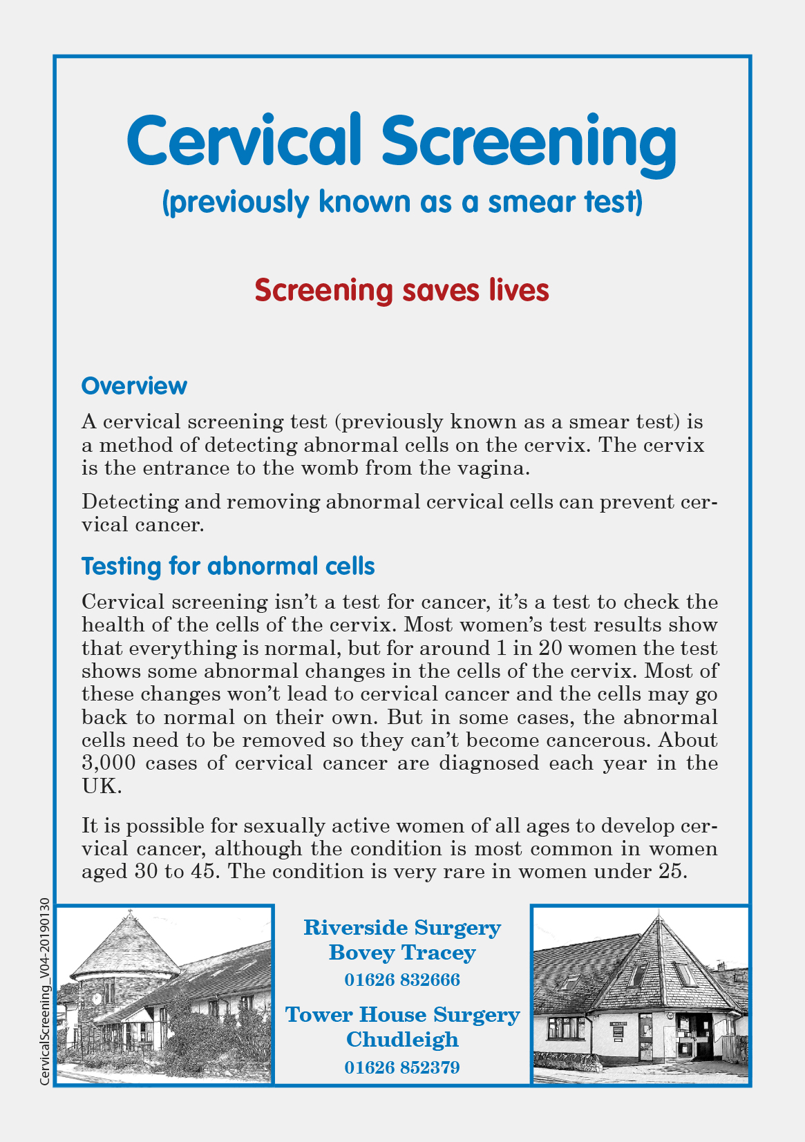 Click here for the Cervical Screening Leaflet