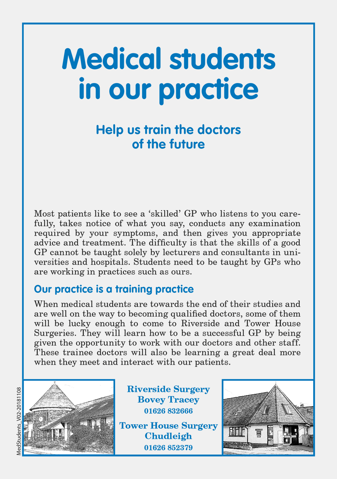 Click here for the Medical Students Leaflet